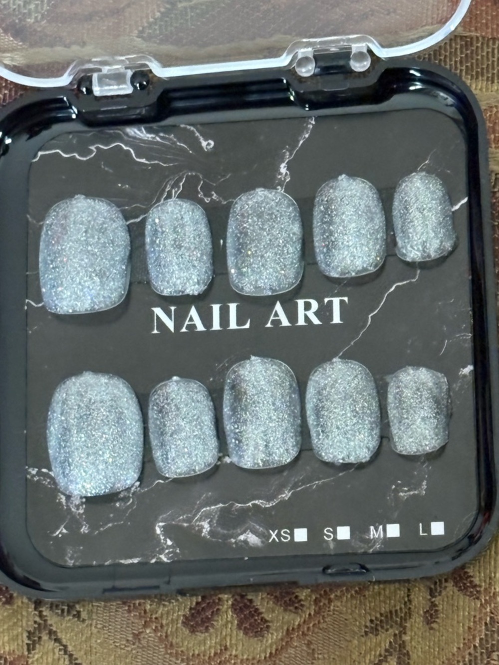 Silver Glitter Press-On Nails - Sparkle Set